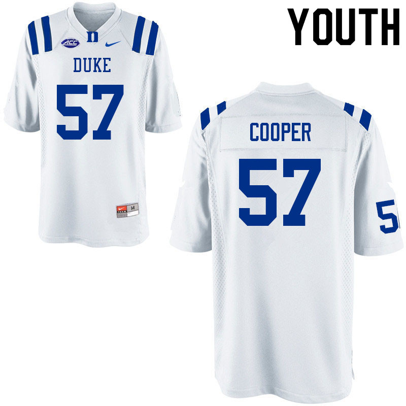 Youth #57 Curtis Cooper Duke Blue Devils College Football Jerseys Sale-White - Click Image to Close